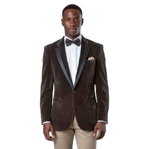 Dark Brown Velvet w/ Satin Men's Blazer Jacket